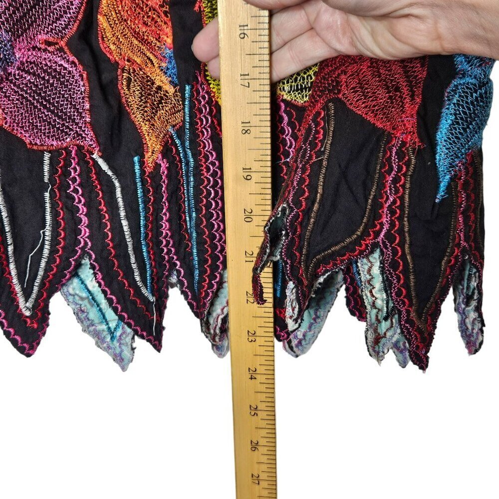 Colorful Handcrafted Embroidered Skirt Festival‎ Burning Man Intricate Frayed M - Picture 11 of 12